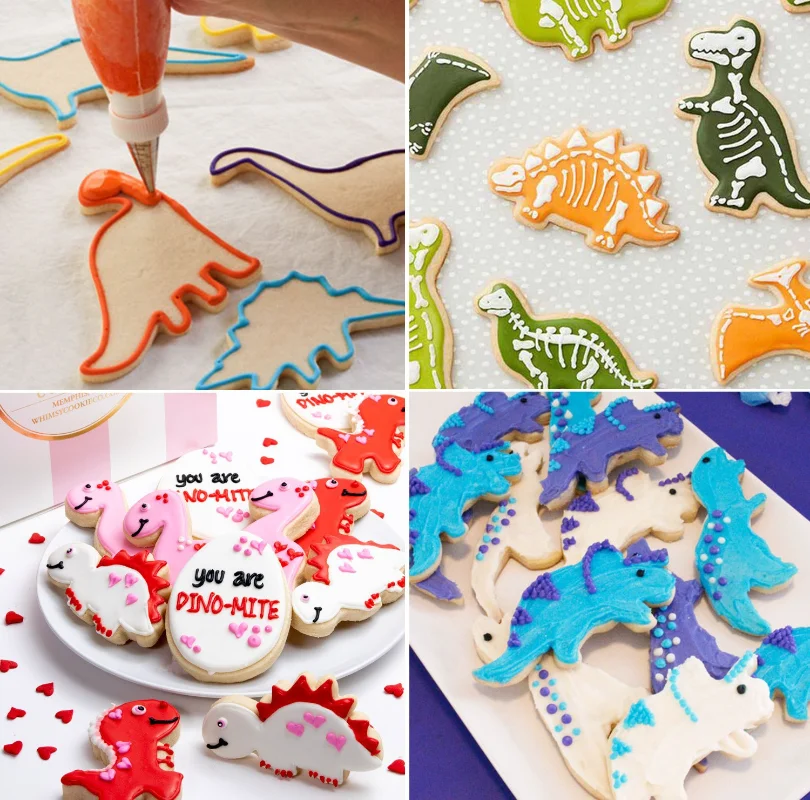 

6pcs Dinosaur Shape Stainless Steel Cookie Cutter Kitchen Cookies Dessert Mold Children's DIY Handmade Biscuits Baking Tools