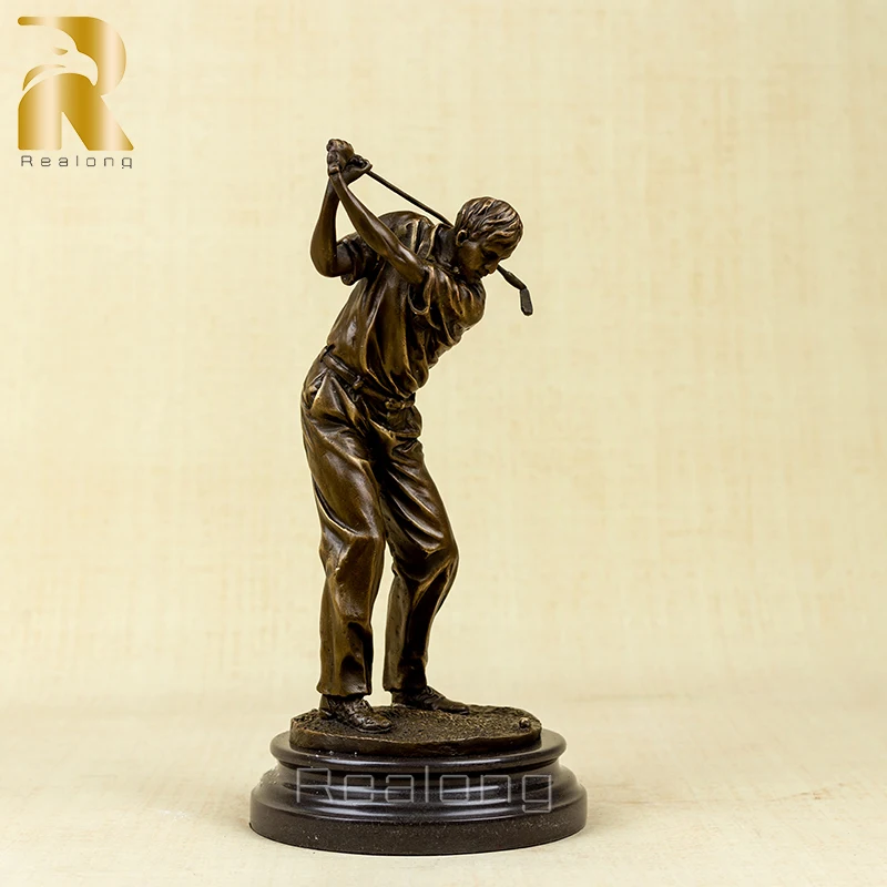 

32cm Bronze Golf Man Statue Playing Golf Sculpture Bronze Golfer Art Figurine Bronze Casting Crafts Ornament For Home Decor Gift