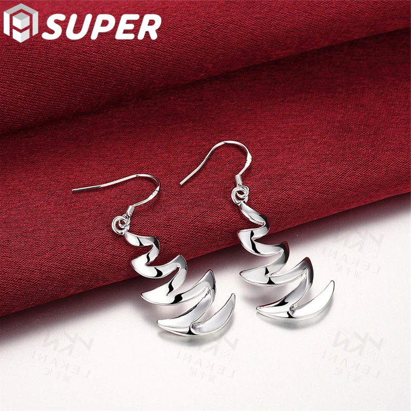 

925 Sterling Silver Crescent Drop Earrings Charm Women Jewelry Fashion Wedding Engagement Party Gift