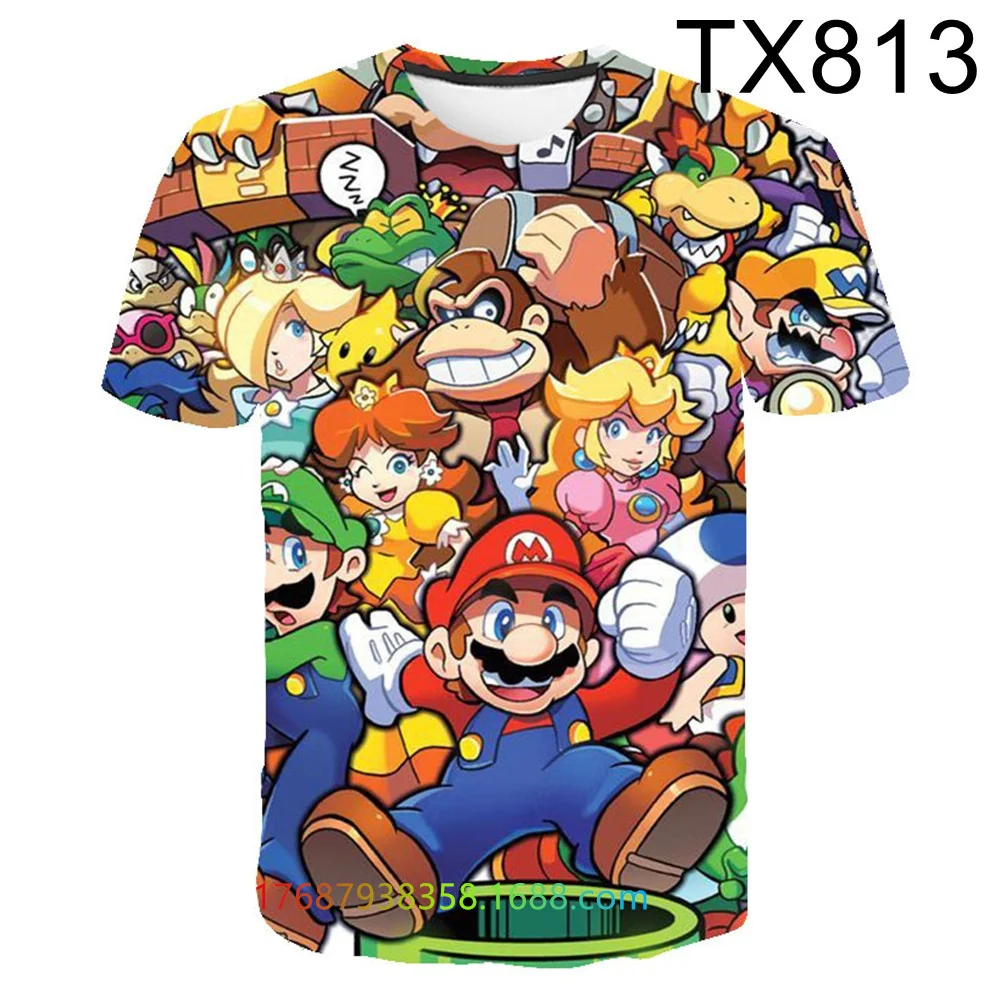Game Super Mario Bros Tshirt Kids Clothing Tops Boy T-shirt Game 3D Print T Shirts Funny Anime Men Women Short Sleeve Tees images - 6