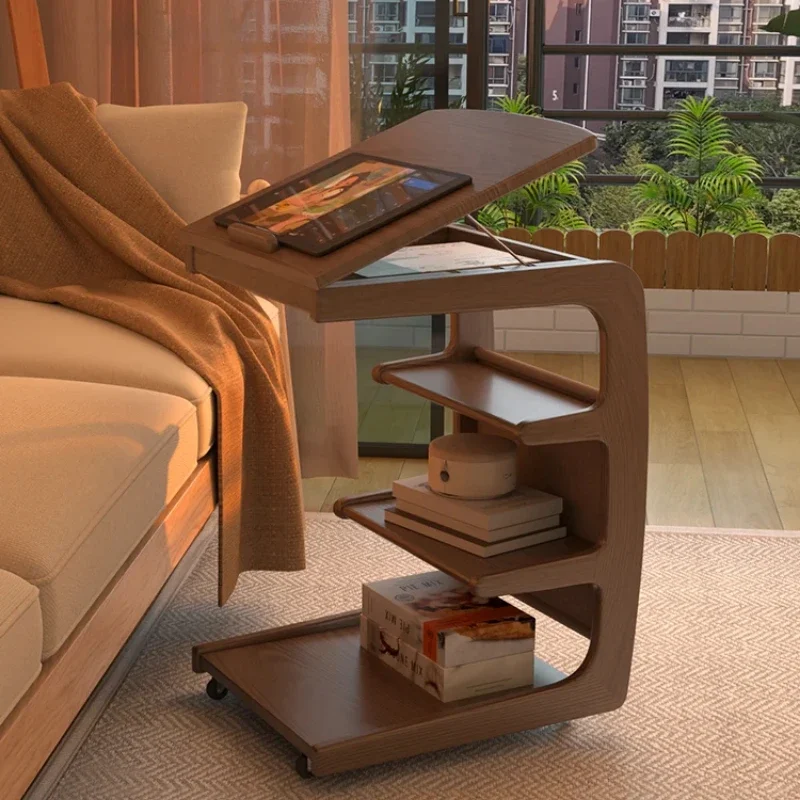Скандинавский журнальный столик из цельного дерева для гостиной диван