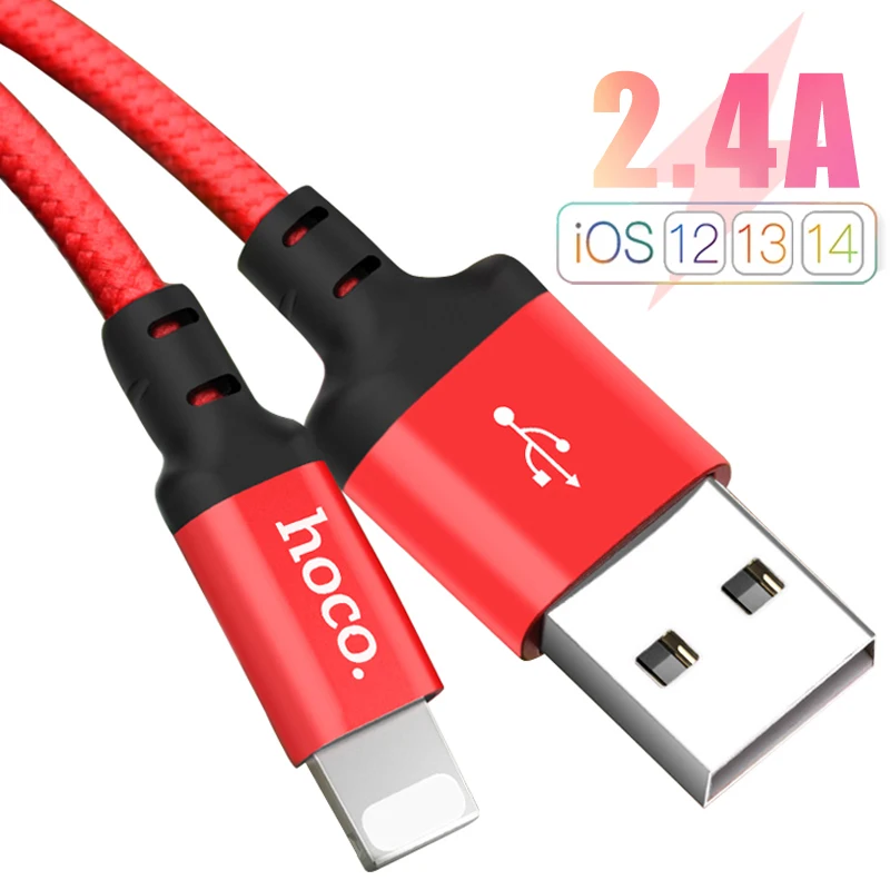 

USB-кабель HoCo для iPhone 11 pro max Xr X Xs 8 7 6 plus 6s 5 plus iPad 2A, быстрая зарядка, шнур, кабель для передачи данных, длина 1 м, 2 м