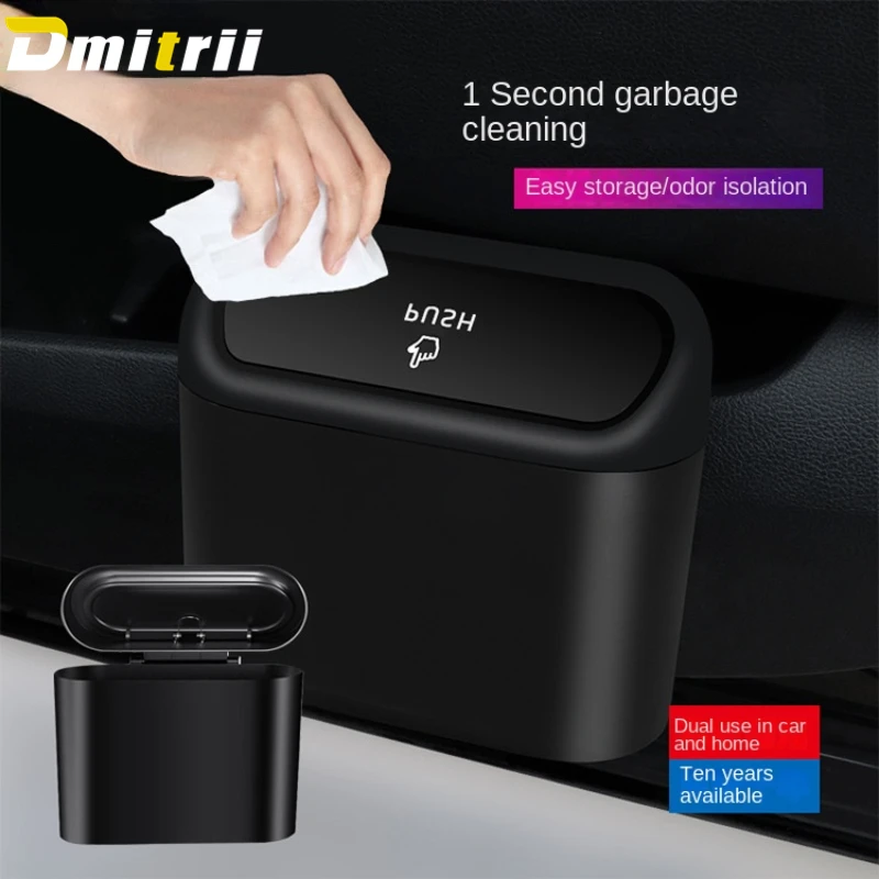 

Hanging Car Trash Can Vehicle Garbage Dust Case Storage Box ABS Square Pressing Trash Bin Auto Interior Accessories for Car Home