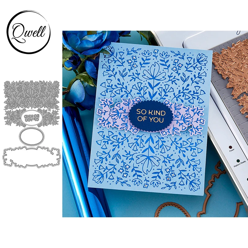 

QWELL SO KIND OF YOU Blossom Hot Foil Plate Oval Irreguar Frame Metal Cutting Dies for DIY Scrapbooking Craft Paper Decor Cards