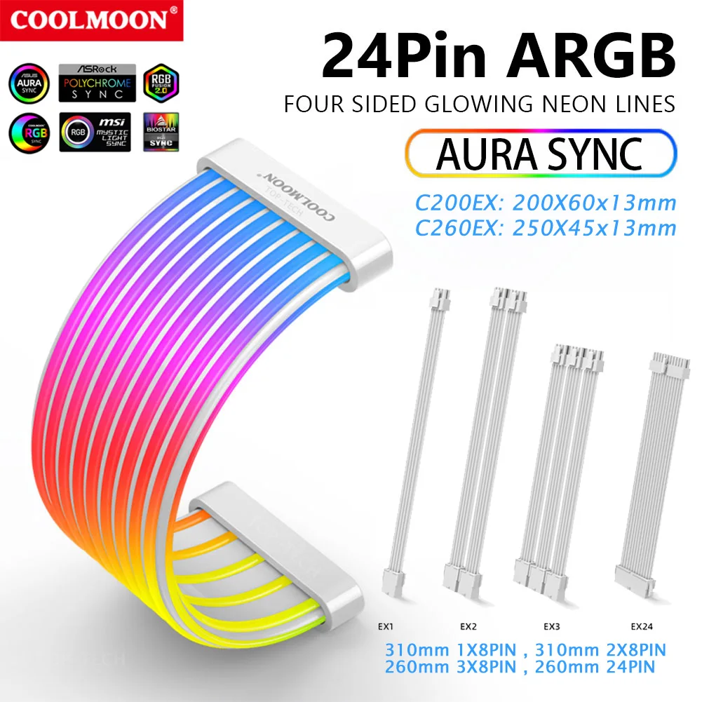 

5 в ARGB Sync кабели для ПК PSU RGB удлинители кабеля 24PIN 8PIN GPU шнур питания для коннектора материнской платы водяное охлаждение DIY Kit