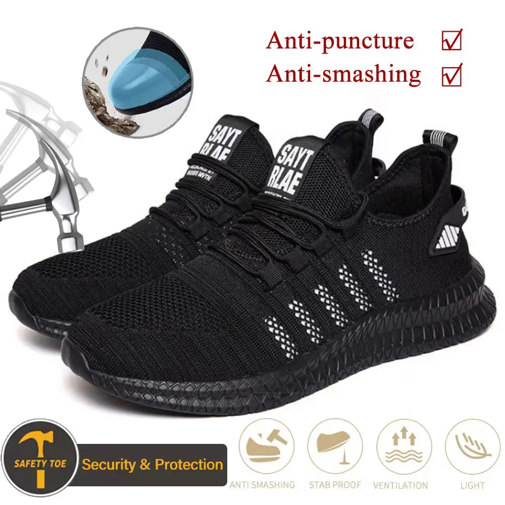 

Новинка 2022, модная Рабочая защитная обувь, мужские ботильоны, летние дышащие легкие ботинки, ударопрочные повседневные спортивные ботинки