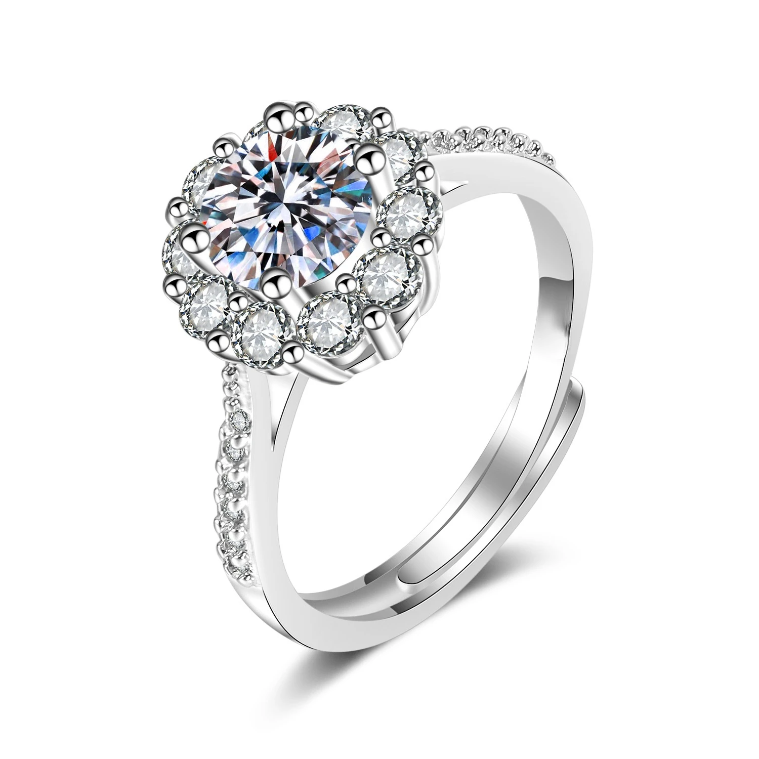 

Small Round Clear Cubic Zirconia Star Flower Rings For Women Fashion Silver Color Delicate Ring Female Wedding Jewelry