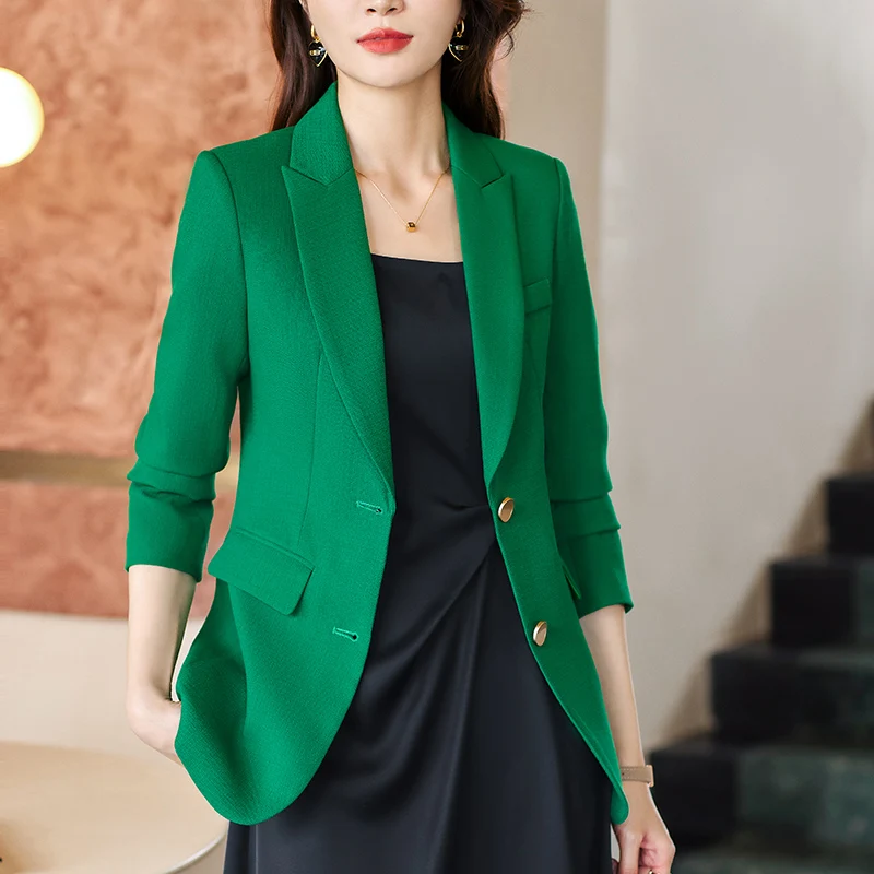 Quality Spring Summer Women's Korean Fashion Elegant Loose Medium Sleeve Jacket Office Leisure Blazer Thin Cardigan Coat Top 4XL
