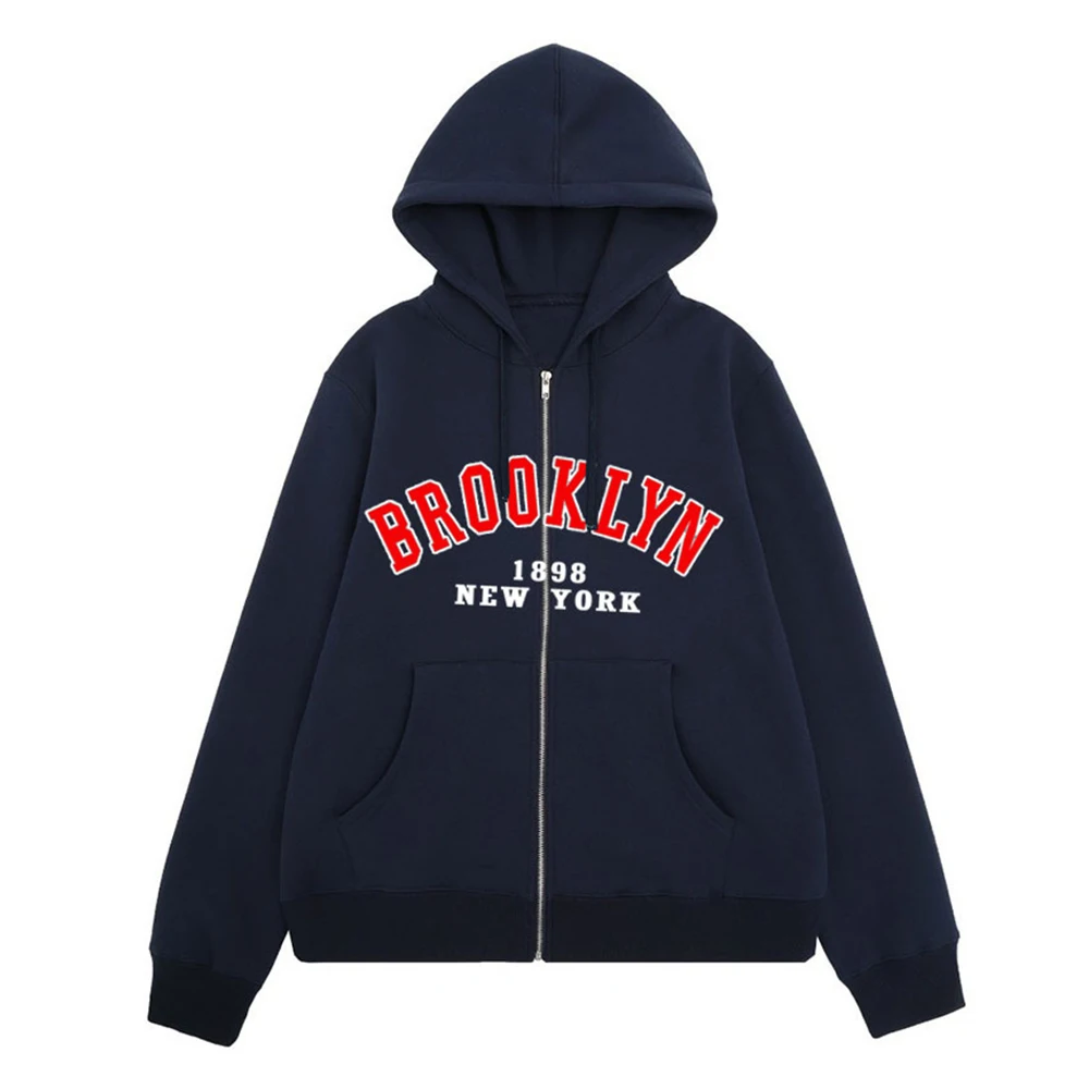 

New Casual Harajuku Zipper Sweatshirt Hooded Men Women Spring Autumn Comfort Street Los Angeles Hoodie Coat Top