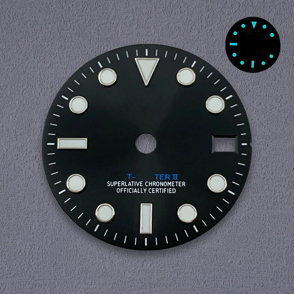 28 5 мм S логотип GMT метеоритный циферблат подходит для механизма NH34 ледяной синий