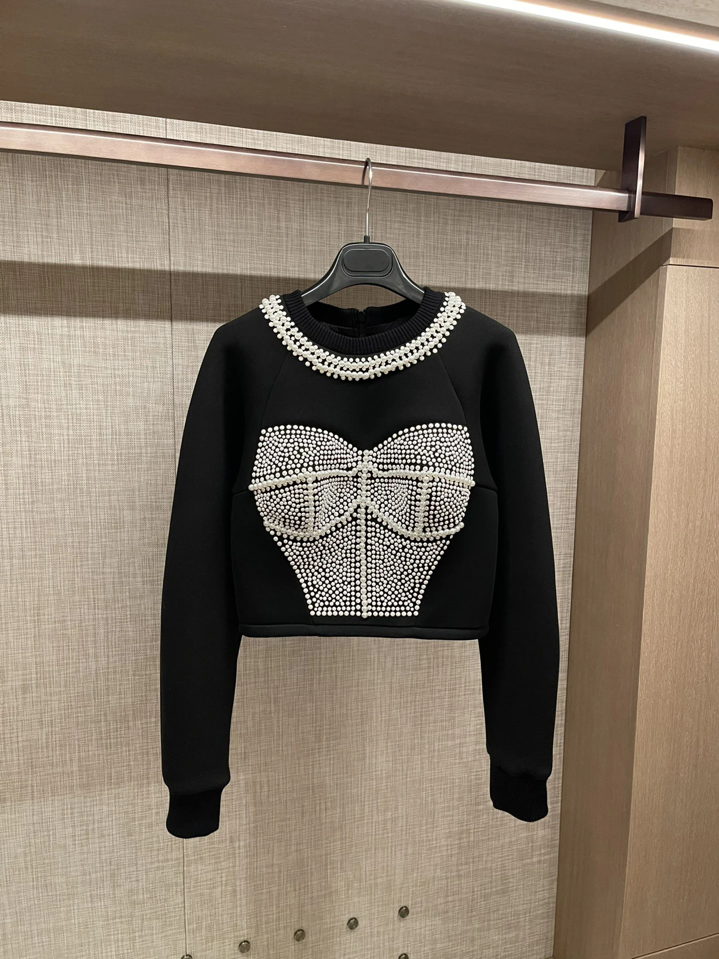 

2022 new women fashion long-sleeved sexy air layer hot drill beaded sweater 0222