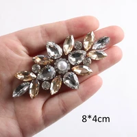 golden shadow flower beaded crystal patches iron on clothing accessories apparel shoes bags decoration patch