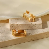 dainty u type stud earrings for women girls waterproof gold plated stainless steel minimalist stacking earring jewelry gifts