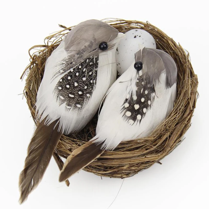 

Vintage Decoration Prop Bird Nest Bird Cage Optical Store Window Display Photography Props +2pcs Simulated Birds +1pc Bird Eggs