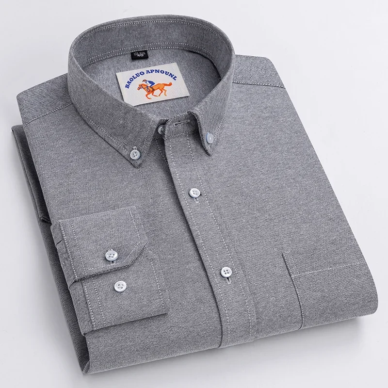 Новинка рубашка из 100% хлопка рубашки ткани Оксфорд с длинными рукавами для