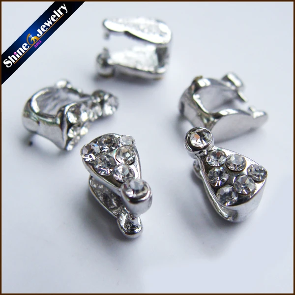 

Wholesale 10 PCS/lot 6x8mm Zircon Pinch Clip Bail Clasps Hooks For Pendant Necklace DIY Findings Jewelry Making Connectors