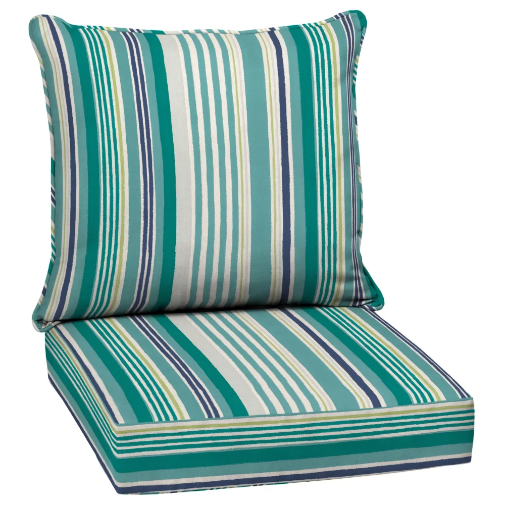 

5.9 Lb Outdoor Deep Seating Cushion Set 24 X 24, Teal Cobalt Stripe,46.50 X 24.00 X 5.75 Inches