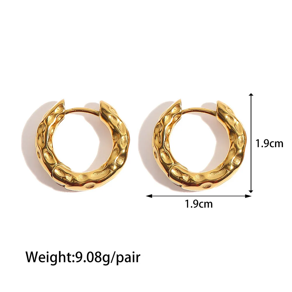 Stainless Steel PVD 18K Gold Plated Tarnish Waterproof Rugged Hoop Earrings For Woman Jewelry Wholesale Trendy