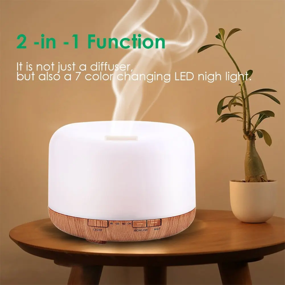 Aroma Diffuser Essential Oil Diffusor Air Humidifier Ultrasonic Remote Control 7 Color LED Lamp Mist Maker For Home 300ml 500ml images - 6