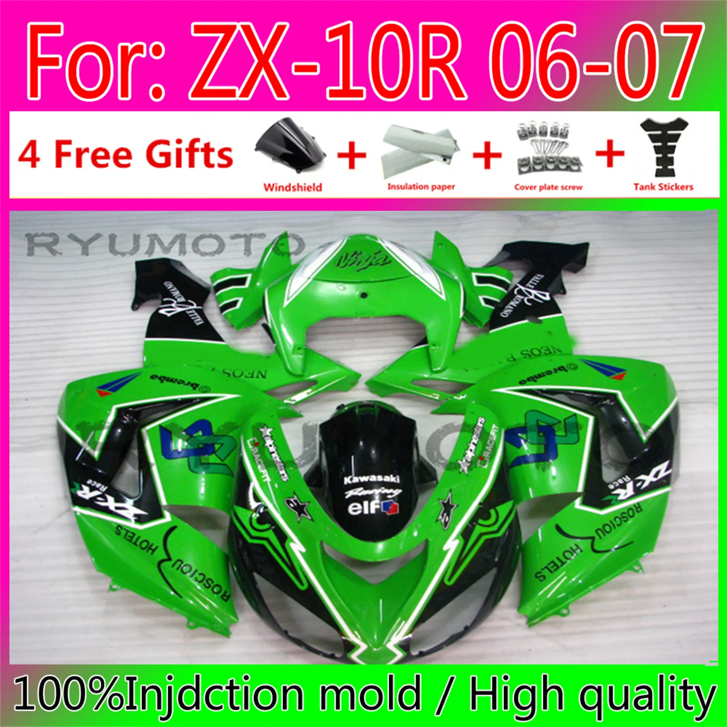 

Motorcycle ABS Injection Molding Bodywork Fairings For Kawasaki ZX10R 2006 2007 ZX10R 06 07 Plastic Fairing