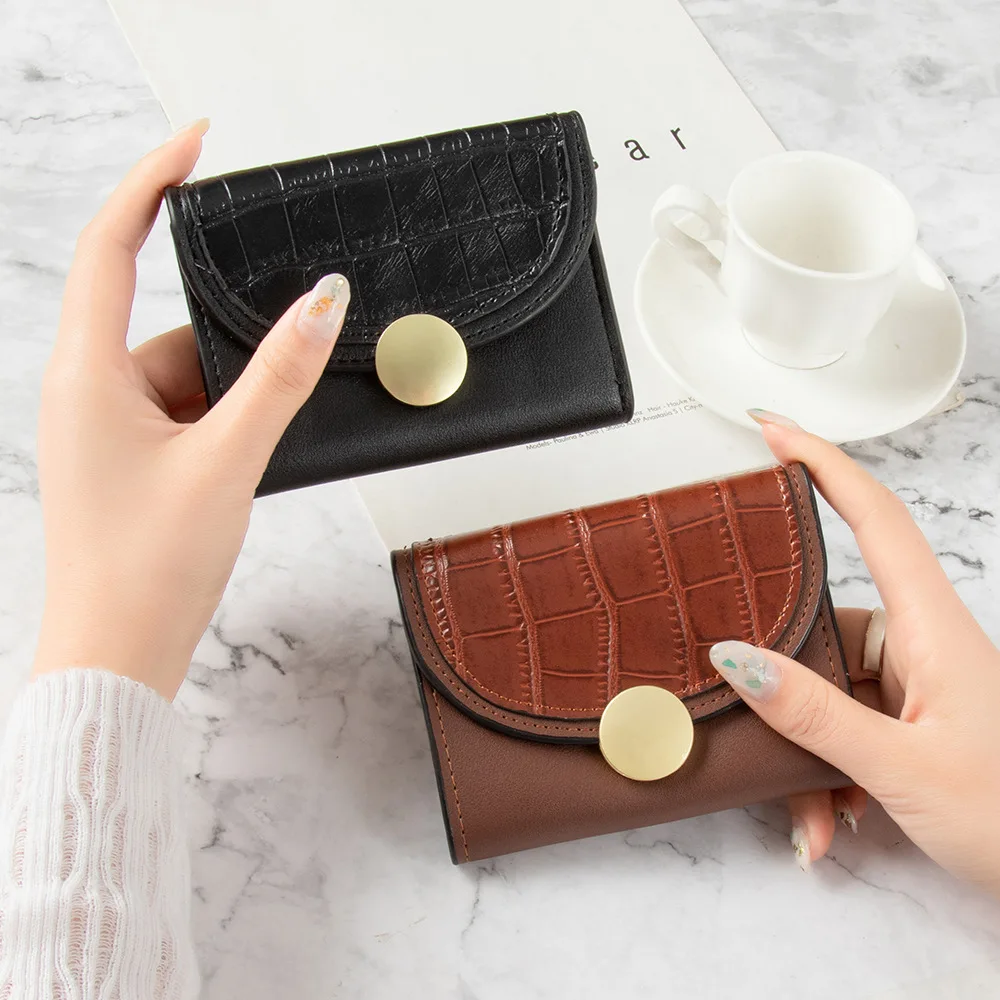 

Retro Women's Short Wallet Zipper Coin Pocket Mini Multi-Cards Holder Slim Lady Fashion Purse PU Leather Money Bag for Man
