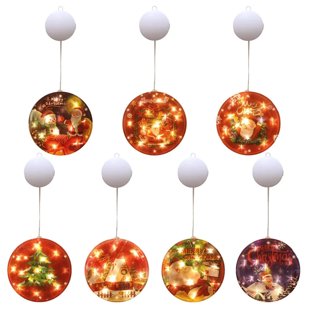 

Cartoon Christmas Light Pendant with Suction Cup Glowing Lamp Battery Operated LED Festival Theme for Balconies Walls Doors