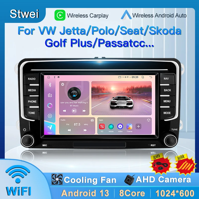 Беспроводной Головной Блок Carplay Android Auto Для VW Volkswagen Jetta Tiguan Polo Golf MK6 Passat Skoda Octavia SEAT
