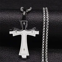 stainless steel christian cross choker necklace womenmen big pendant necklace jewelry colgante acero inoxidable n4294s05