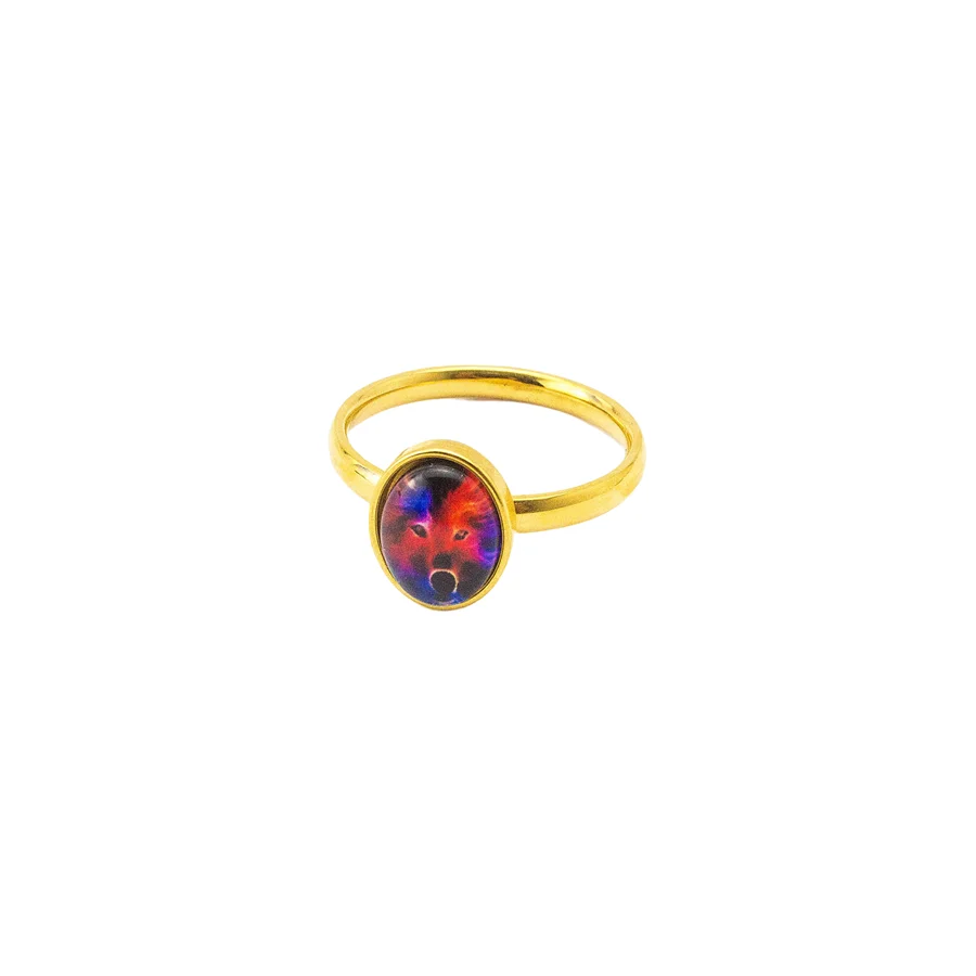 

Steampunk Red Color Wolf Wedding Rings Men Accessories Korean Style Stainless Steel Finger Jewelry For Women 2022 Luxury Brands