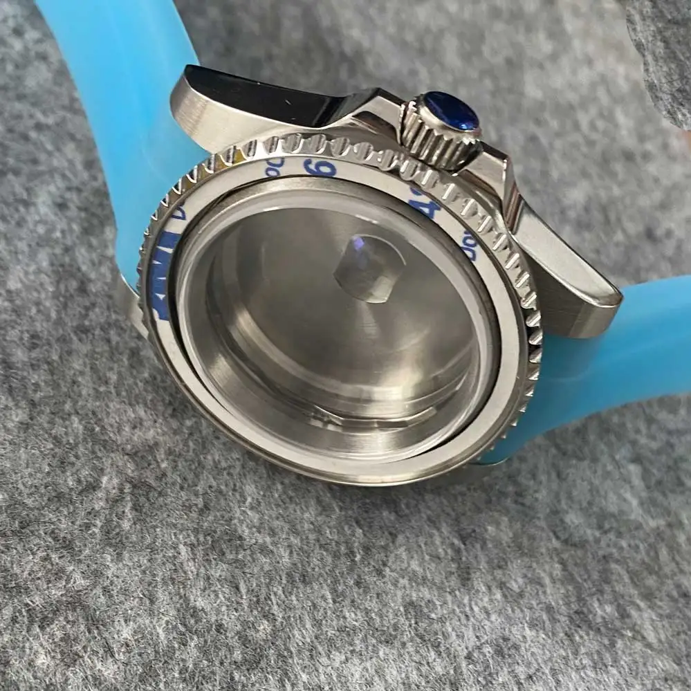 40mm Watch Case Stainless Steel Case+adhesive Tape 316 Fine Steel 10ATM Magnifying Glass Sapphire Glass Fits NH35 Movement