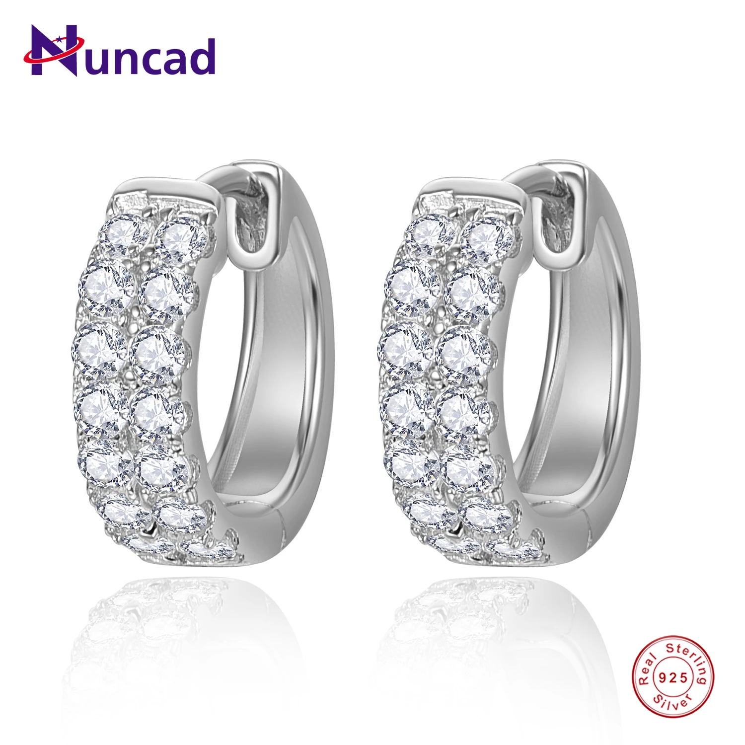 

NUNCAD 925 Silver 10*12.5mm Double Row Zircon Round Chain Platinum Golden Earring For Women Sterling Silver Jewelry