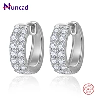nuncad 925 silver 1012 5mm double row zircon round chain platinum golden earring for women sterling silver jewelry
