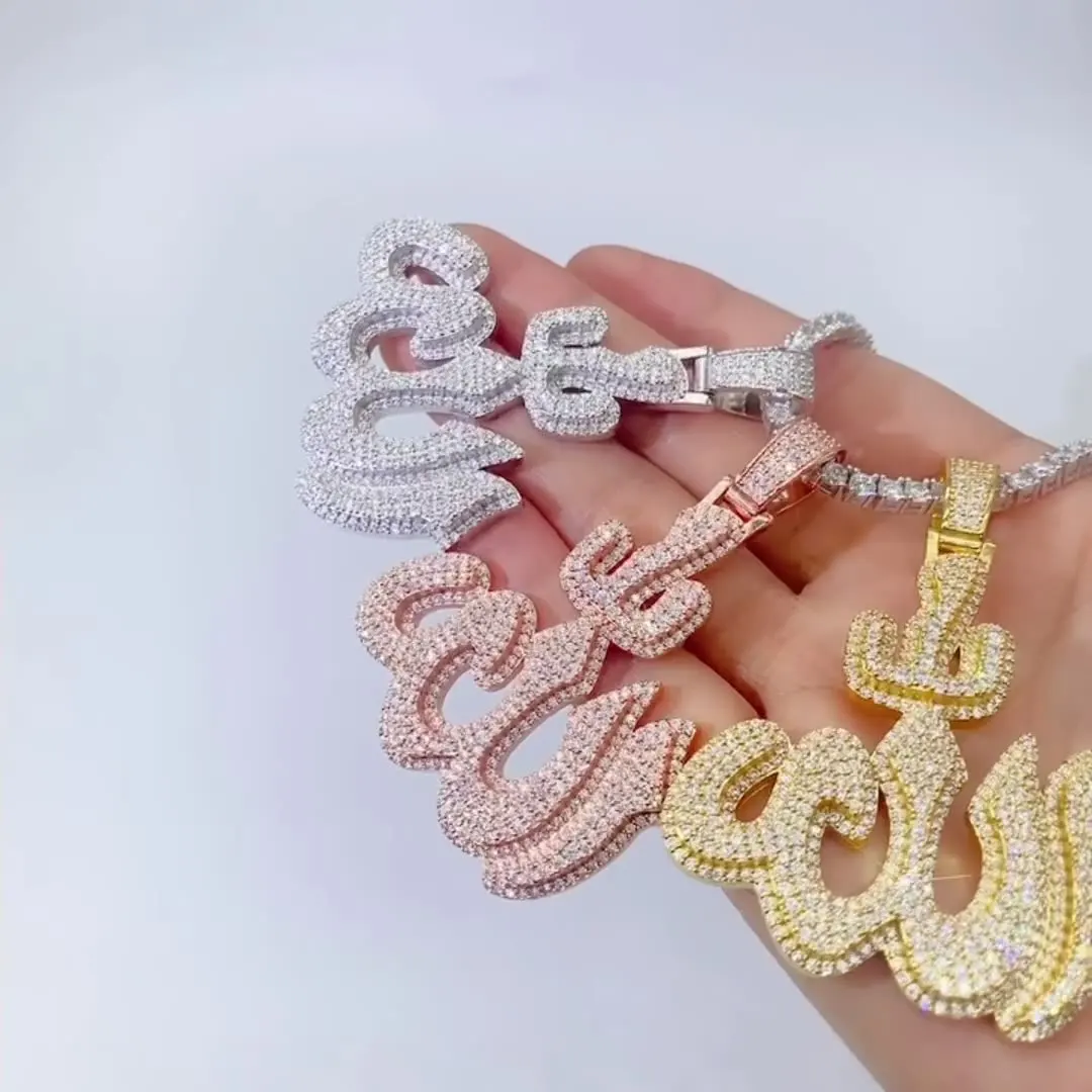 Religion Logo Moissanite S925 Silver Pendant Necklaces For Men Real Diamond Necklace Women Jewelry Pass Tester