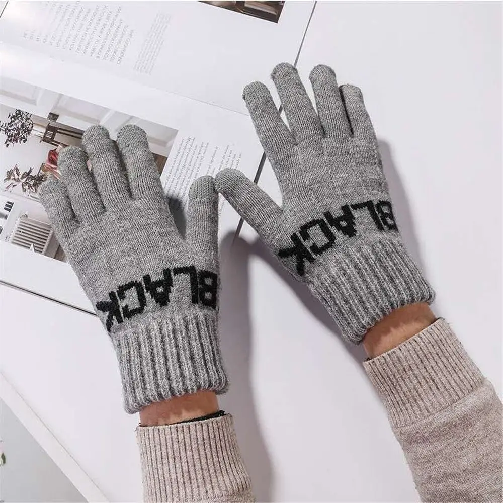 

Outdoor Winter Touch Screen Warm All Finger Gloves Fluffy Gloves Knitted Mittens