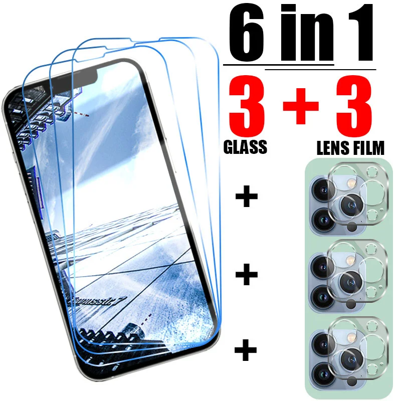

Защитное стекло 6 в 1 для iPhone 13 12 Pro Max Mini 11, защита для iphone 6 Plus 6S SE 2020, стекло