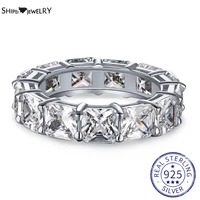 shipei 100 925 sterling silver princess cut created moissanite gemstone wedding band row ring fine jewelry couple rings gifts