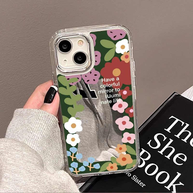 

Luxury Flower Makeup Mirror Phone Cases For iPhone 11 Case iPhone 12 13 14 Pro Max XR X XS Max Soft TPU Plating Shockproof Cover