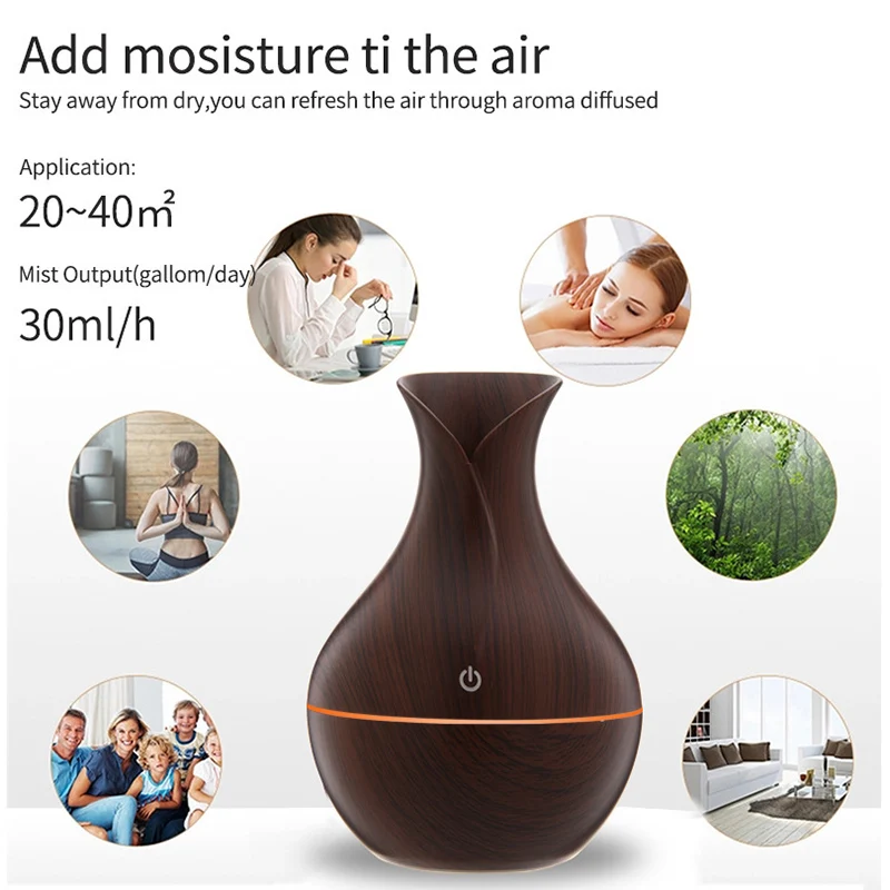 130ML Air Humidifier Aroma Oil Humidificador USB Diffuser Quiet Cool Mist Sprayer For Bedroom Home Car Fragrance Purifier images - 6