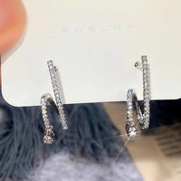 novel design bridal wedding earrings silver color dazzling white cubic zirconia chic earrings for women new trend jewelry