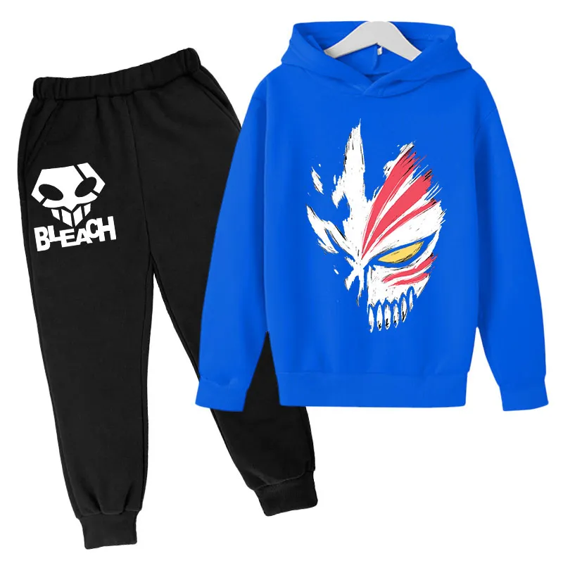 Spring Autumn Hot Anime Bleach Kurosaki Ichigo Print Boy/Girls Tracksuit 2Pcs Pullover Hoodie+Pants Children Clothing Sets