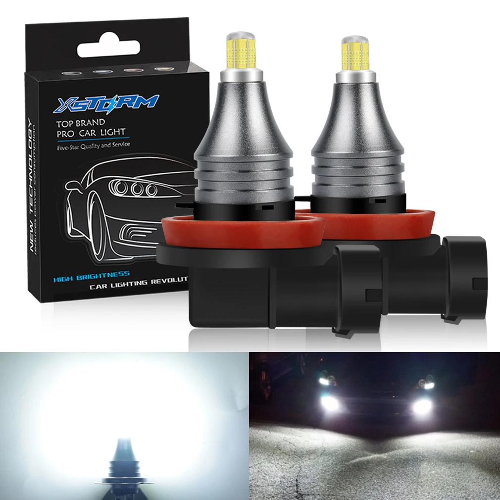 Светодиодные противотуманные фары 2 шт., H8, H11, HB4, 9006, HB3, 9005, s-лампы, 360 градусов, CSP, 6000 лм, K, белые автомобильные ходовые огни, автомобисветильник ры 12 В, 24 В