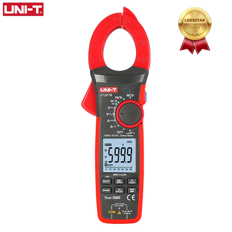 UNI-T True RMS Digital Clamp Meter AC DC Current 1000A 1000V Pliers Ammeter Voltmeter UT207B UT208B Temperature Capacitor Tester