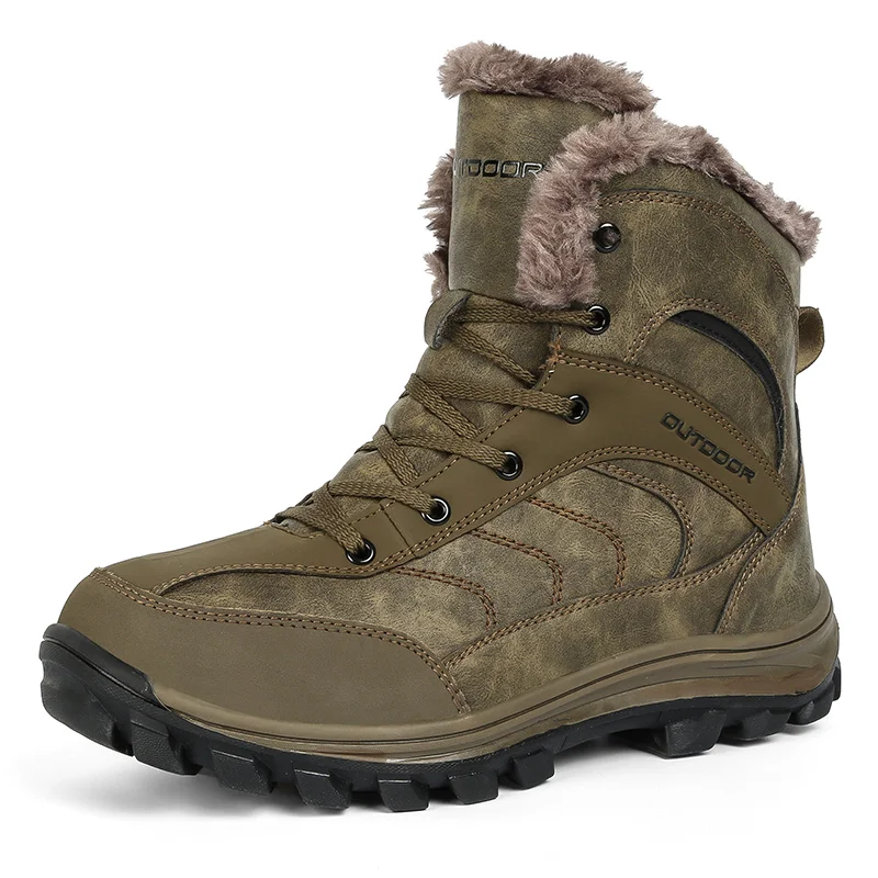 

Suede High Quality Hiking Shoes Men Winter Outdoor Trekking Mountain Boots Waterproof Man Plush Warm Snow Boots Camping Treking