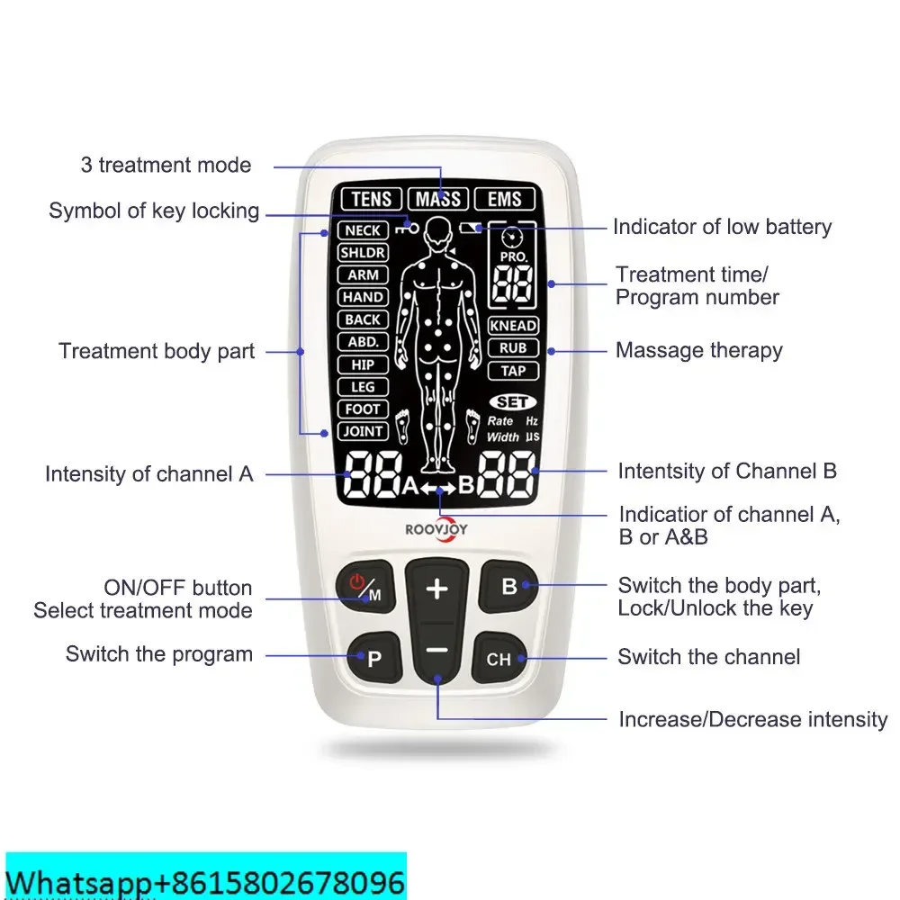 Удобный tens аппарат для физиотерапии похудения ROOVJOY с сертификатом CE