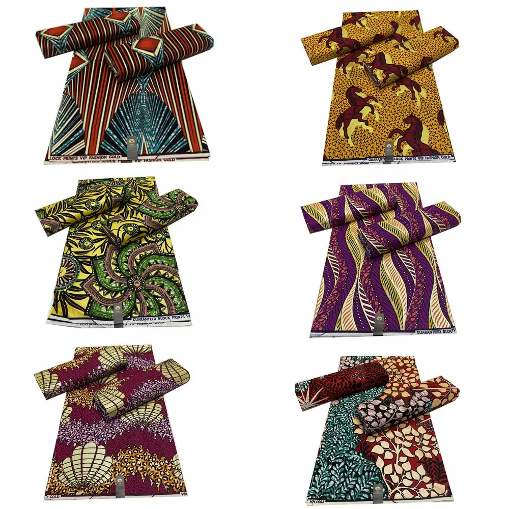 

New Grand African Wax Glitter Glam Fabric Cotton Ankara Batik Material Hollandais Pagne Grand Tissu Sewing Wedding Party Dress