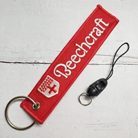 1 set beechcraft keychains embroidery aircraft keychain fashion trinket red key chain for pilot aviation christmas gift