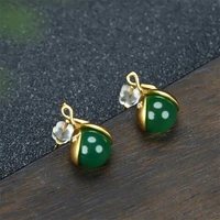 hot selling natural hand carved gold color 24k inlay jade earrings studs fashion jewelry accessories men women luck gifts1