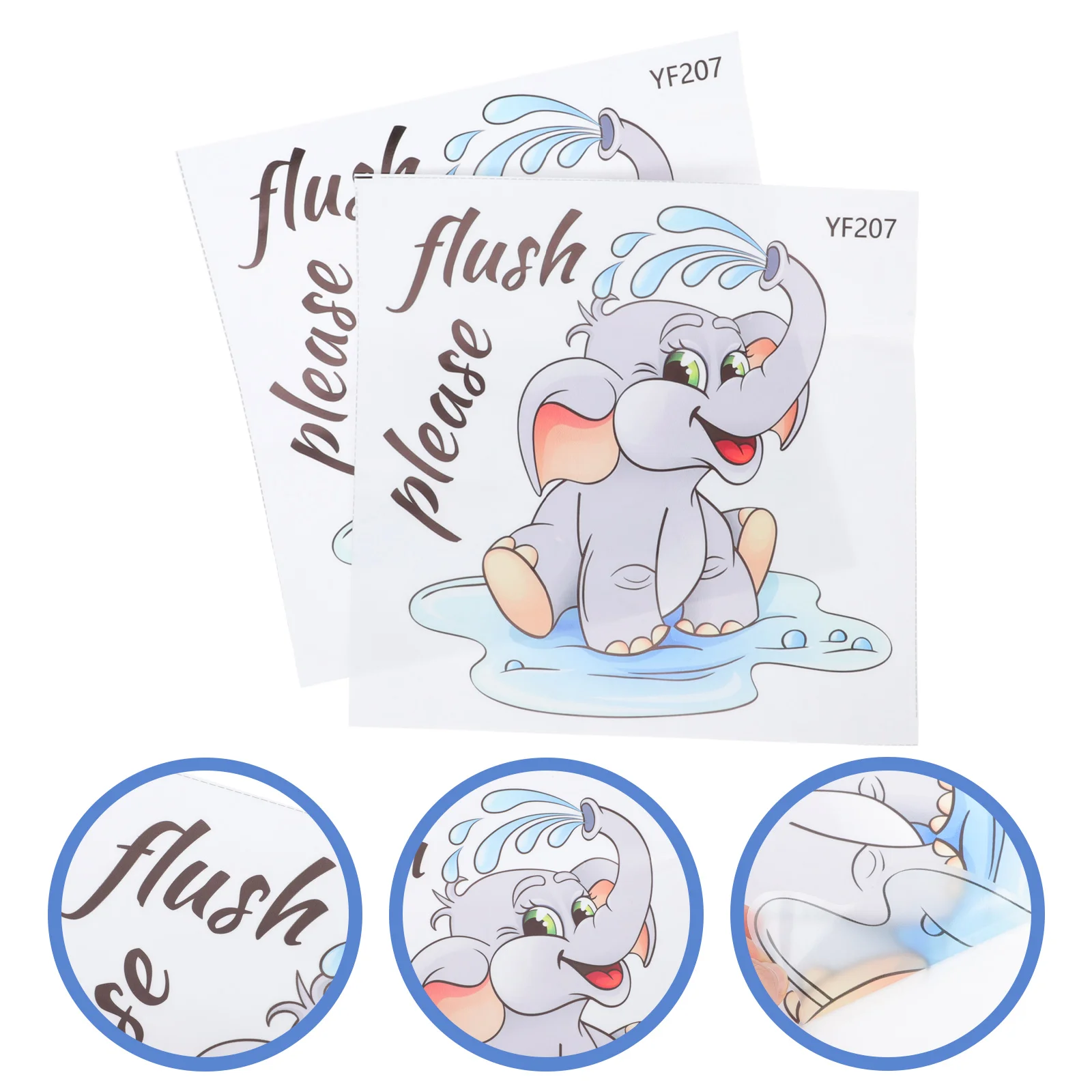 

Toilet Decal Bathroom Sticker Sign Flush Elephant Wall Stickers Lid Cartoon Seat Reminder Funny Please Decorative Push Decals