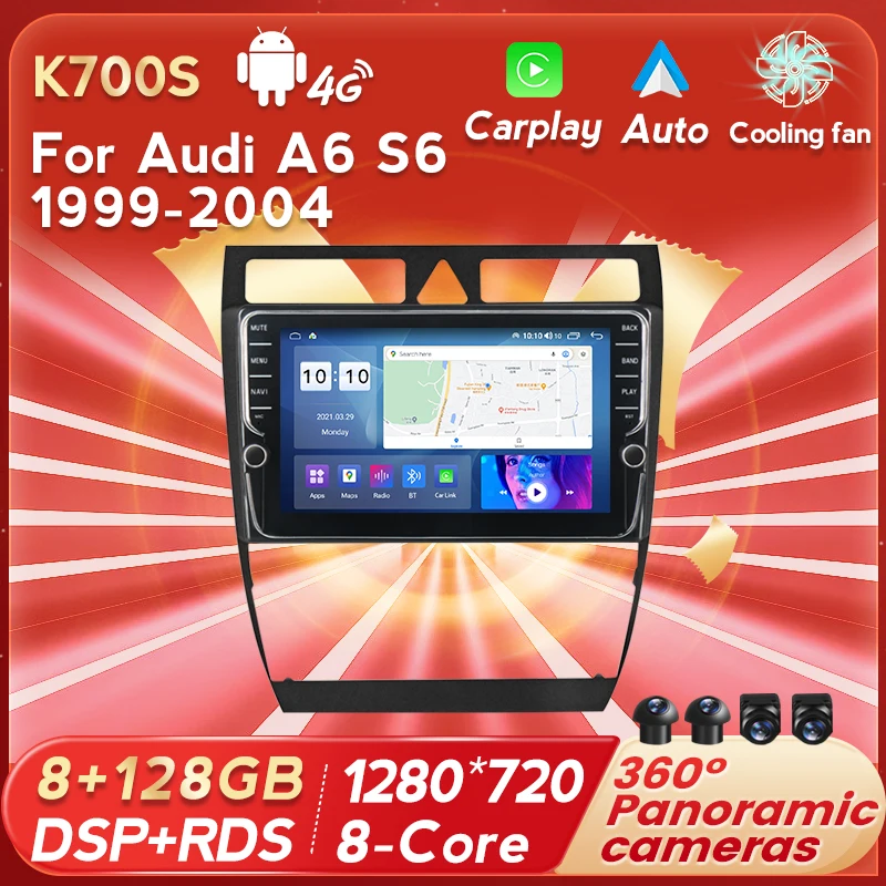 4G LTE 8G+128GB Android 11 IPS Car Radio for Audi A6 C5 1997-2004 S6 1999-2004 RS6 2002-2006 Auto Stereo Multimedia GPS Player - купить по