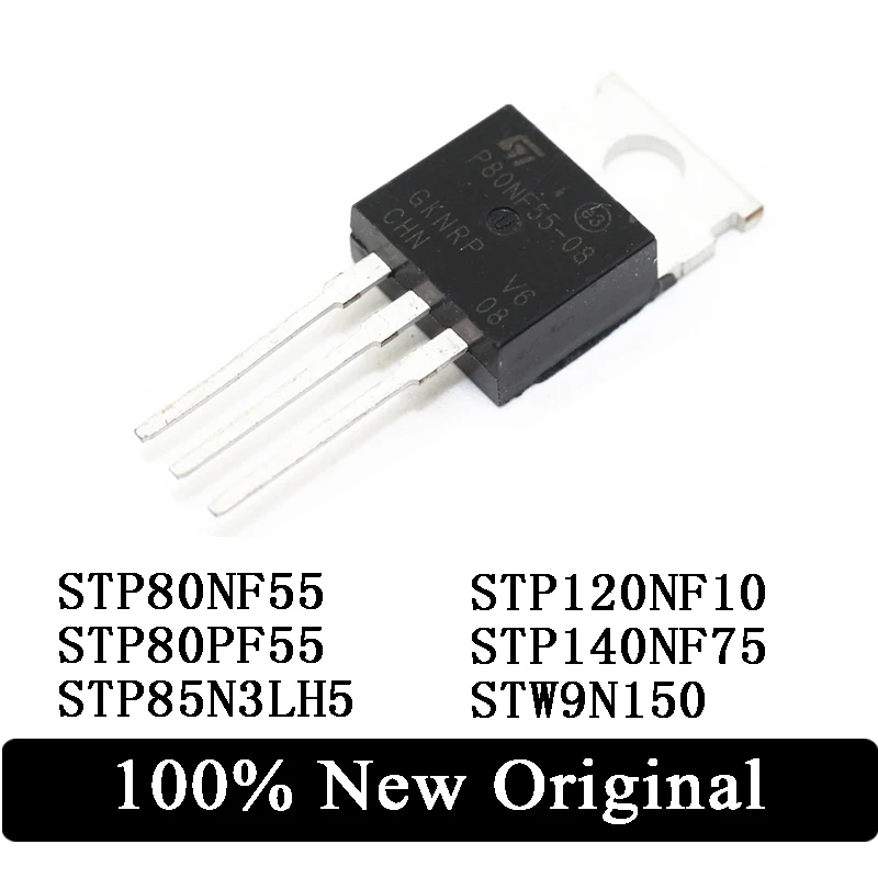 

10Pcs STP80NF55 STP80PF55 STP120NF10 STP140NF75 TO-220 STP85N3LH5 TO-252 STW9N150 TO-247 Transistor MOSFET IC chip Free Shipping
